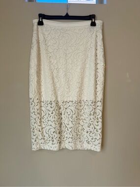 Express Ivory Lace Midi Skirt